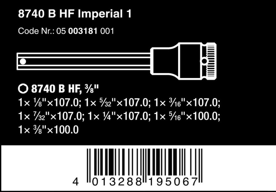 Tool Accessories * | Wera Tools Wera-05003181001 Imperial Hex Bit Sockets With Holding Function Cheap Online