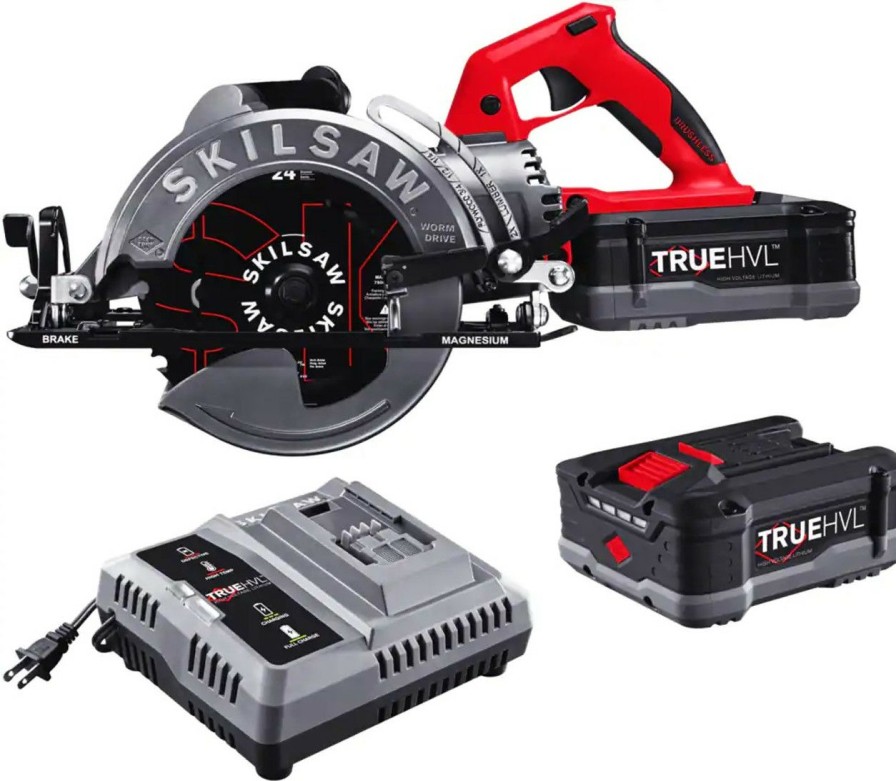 Power Tools * | Skilsaw Skil-Spth77M-21 7-1/4 48V Truehvl Brushless Worm Drive Saw 2X Truehvl Battery Kit With Skilsaw Blade Tendy Style