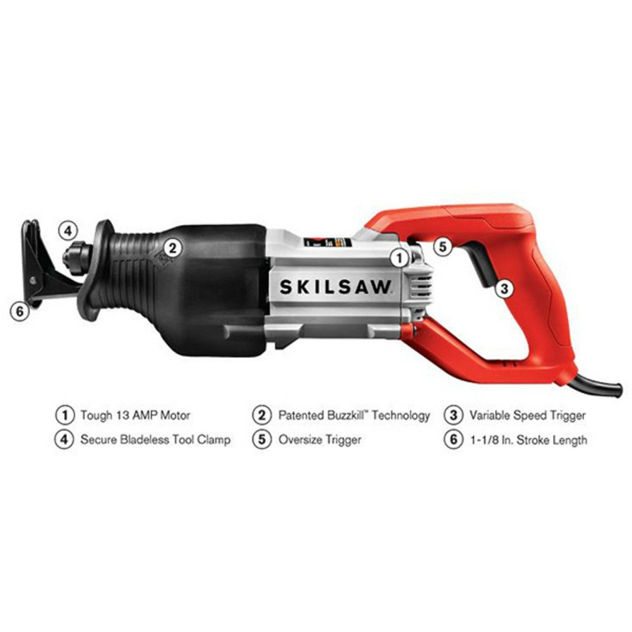 Power Tools * | Skilsaw Skil-Spt44A-00 13 Amp Reciprocating Saw With Buzzkill Technology Bargain Sale