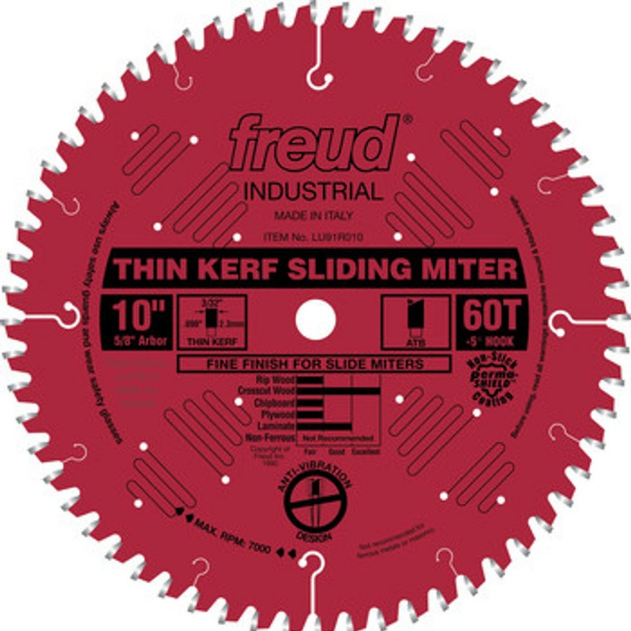 Tool Accessories * | Freud Fre-Lu91R010 10 60 Tooth Thin Kerf Atb Sliding Miter Saw Blade Cheap Online