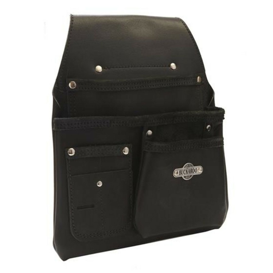 Tool Accessories * | Buckaroo Buck-Nbf3B Leather 3 Pocket Low Drop Bag Black Sale