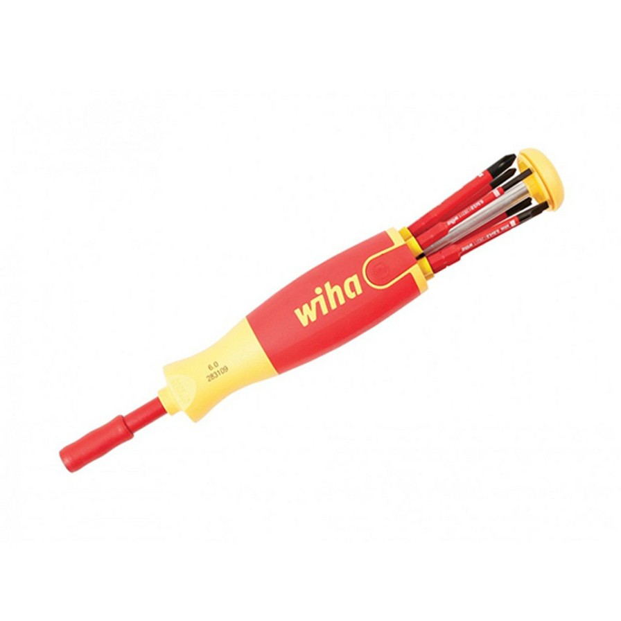 Hand Tools * | Wiha Tools Wiha-28394 Insulated 6-In-1 Ultra Driver Slimline Slotted Phillips Square Blades 7 Piece Set Tendy Style