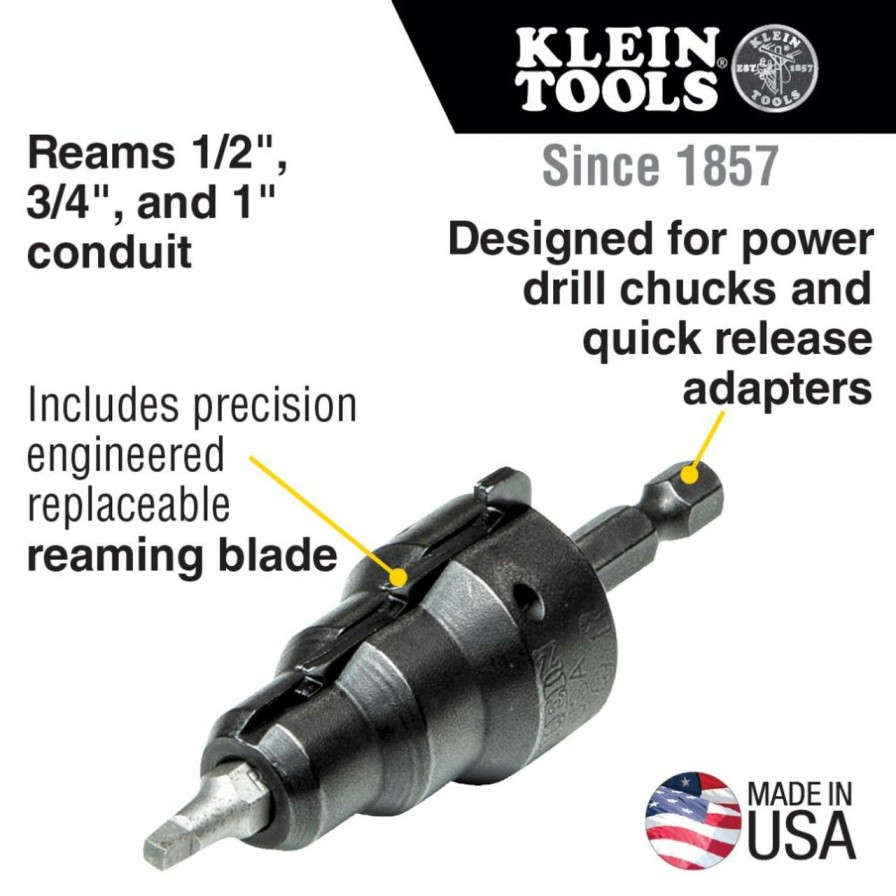 Tool Accessories * | Klein Kle-85091 Power Conduit Reamer 1/2, 3/4 & 1 Tendy Style